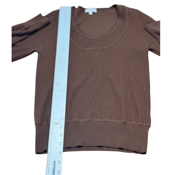 AKRIS PUNTO Cashmere Sweater Women's Size 6 Brown Long Sleeve Ribbed Wool Silk - Picture 5 of 8